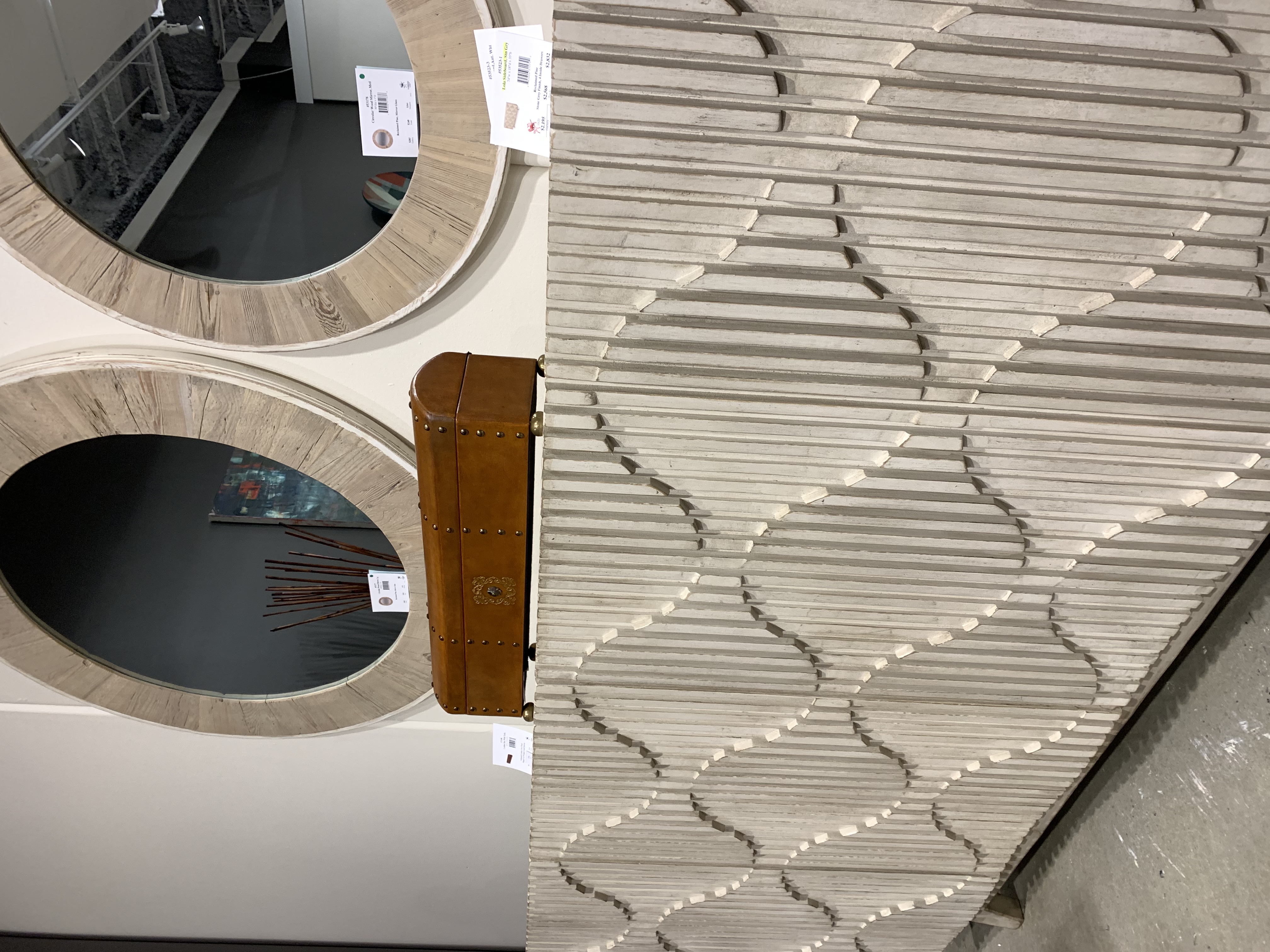metallic side board with wavy lines