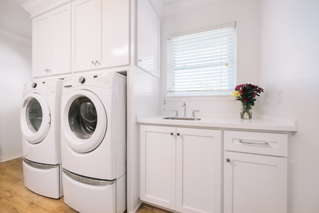 cabinets with side access for tall washer and dryers
