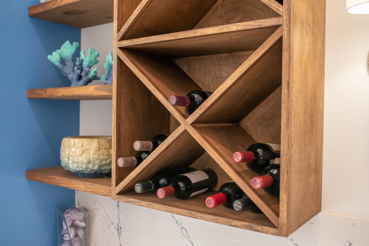 custom wine rack stained in special walnut